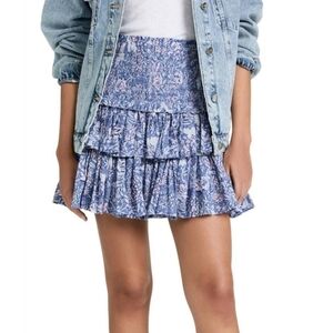 Sundry Chambray Wild Floral Ruffled Flounce Romantic Mini Skirt  Sz  M (2) NEW